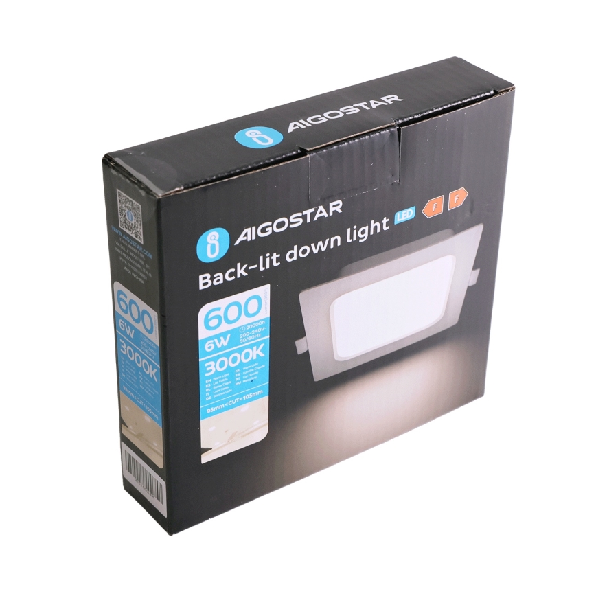Aigostar - Plafoniera LED 6W 230V 3000K 12x12 cm bianca