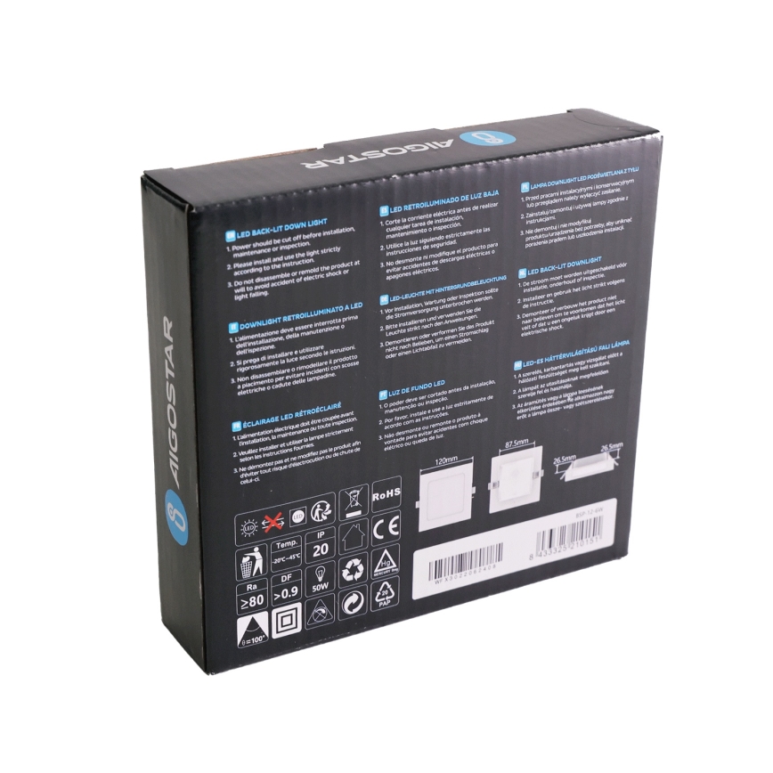 Aigostar - Plafoniera LED 6W 230V 3000K 12x12 cm bianca