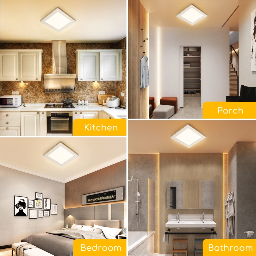 Aigostar - Plafoniera LED a montaggio superficiale LED/9W/230V 3000K 12,2x12,2 cm bianca