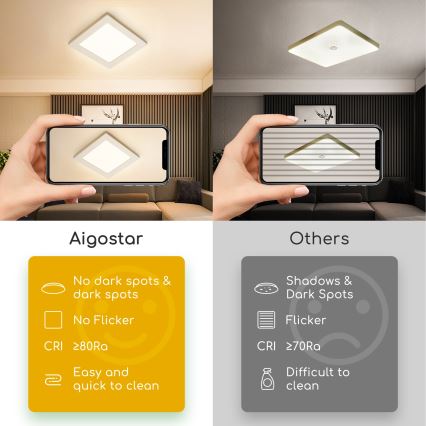 Aigostar - Plafoniera LED a montaggio superficiale LED/9W/230V 3000K 12,2x12,2 cm bianca