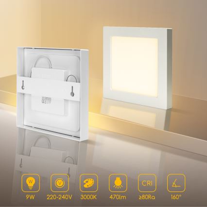 Aigostar - Plafoniera LED a montaggio superficiale LED/9W/230V 3000K 12,2x12,2 cm bianca