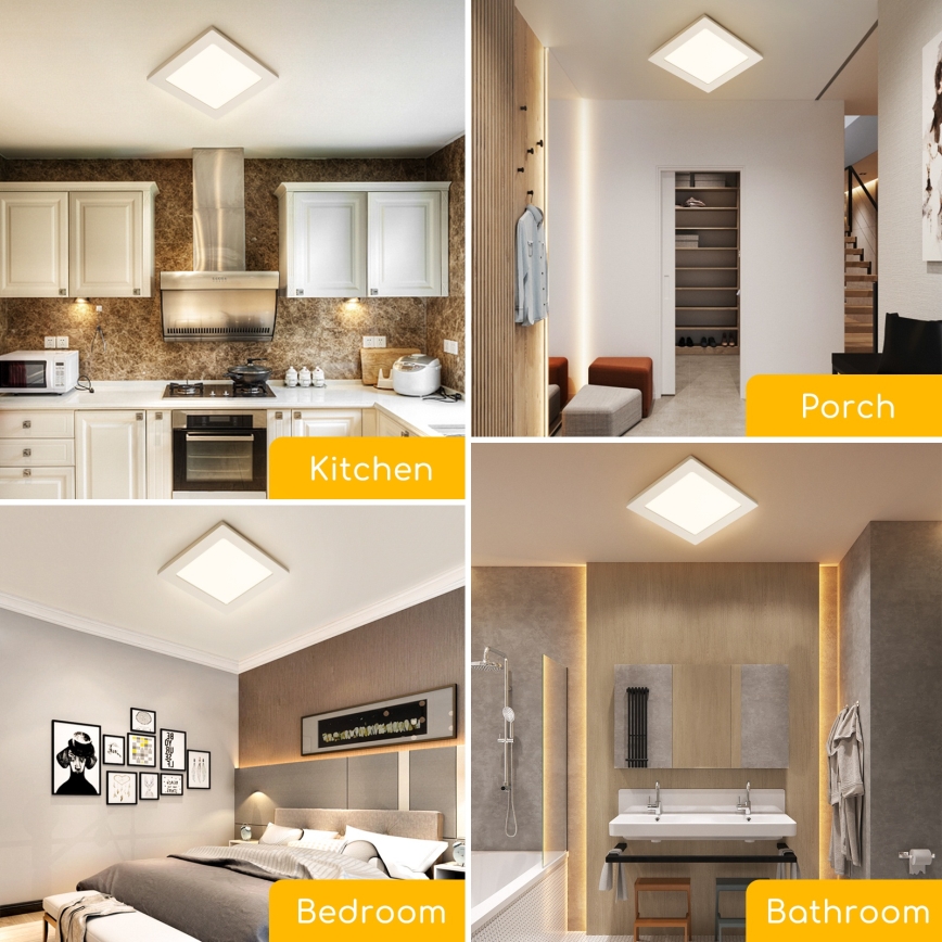 Aigostar - Plafoniera LED a superficie, 6W, 230V, 4000K, 12,2x12,2 cm, bianca
