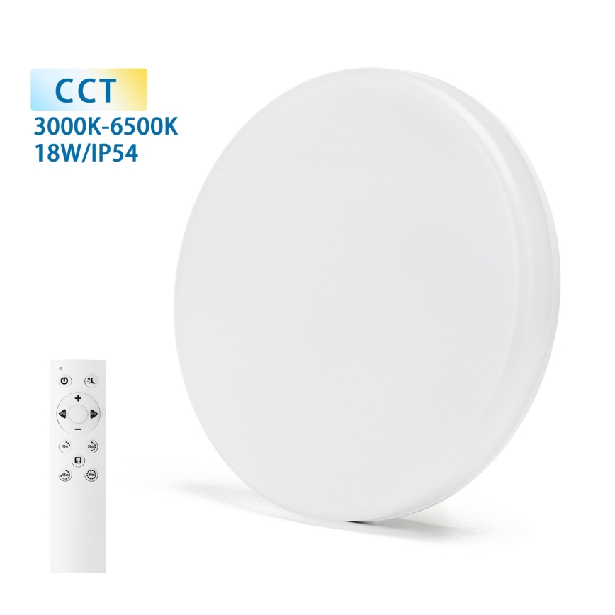 Aigostar - Plafoniera LED dimmerabile da bagno LED/18W/230V 3000-6000K IP54 + telecomando
