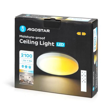 Aigostar - Plafoniera LED da bagno LED/18W/230V 3000-6000K IP54 + telecomando