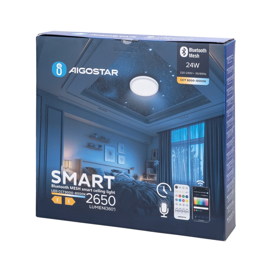 Aigostar - Plafoniera LED dimmerabile da bagno MESH Smart LED/24W/230V 3000-6500K IP44 + telecomando