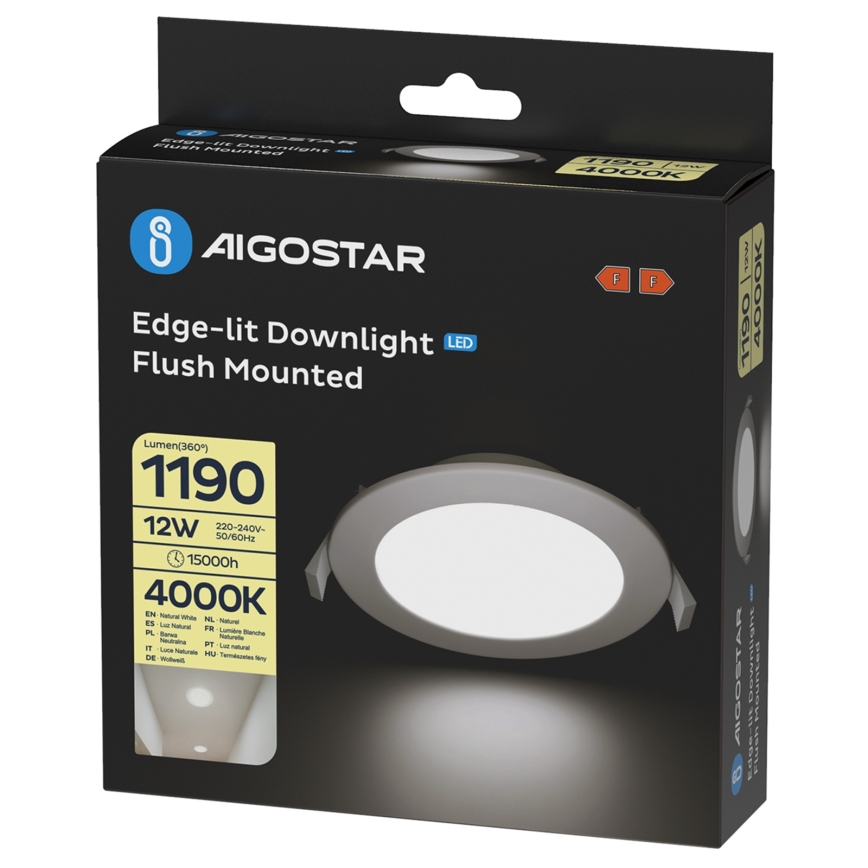 Aigostar - Plafoniera LED da incasso LED/12W/230V 4000K Ø 17 cm bianco