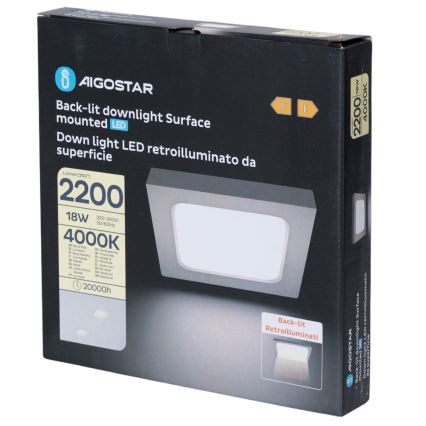 Aigostar - Plafoniera LED da soffitto a montaggio superficiale, 18W/230V, 4000K, 22,6x22,6 cm, bianco