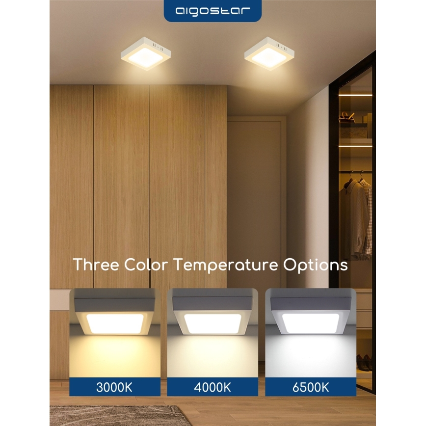 Aigostar - Plafoniera LED da soffitto a montaggio superficiale LED/18W/230V 3000K 22,6x22,6 cm bianca