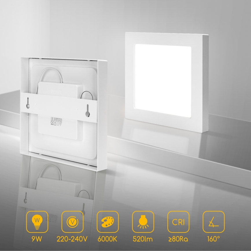 Aigostar - Plafoniera LED da soffitto a montaggio superficiale LED/9W/230V 6000K 12,2x12,2 cm bianca