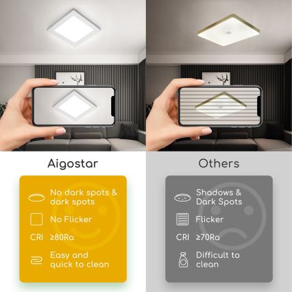 Aigostar - Plafoniera LED da soffitto a montaggio superficiale LED/9W/230V 6000K 12,2x12,2 cm bianca