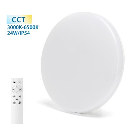 Aigostar - Plafoniera LED dimmerabile per bagno 24W/230V 3000K-6500K IP54 + telecomando
