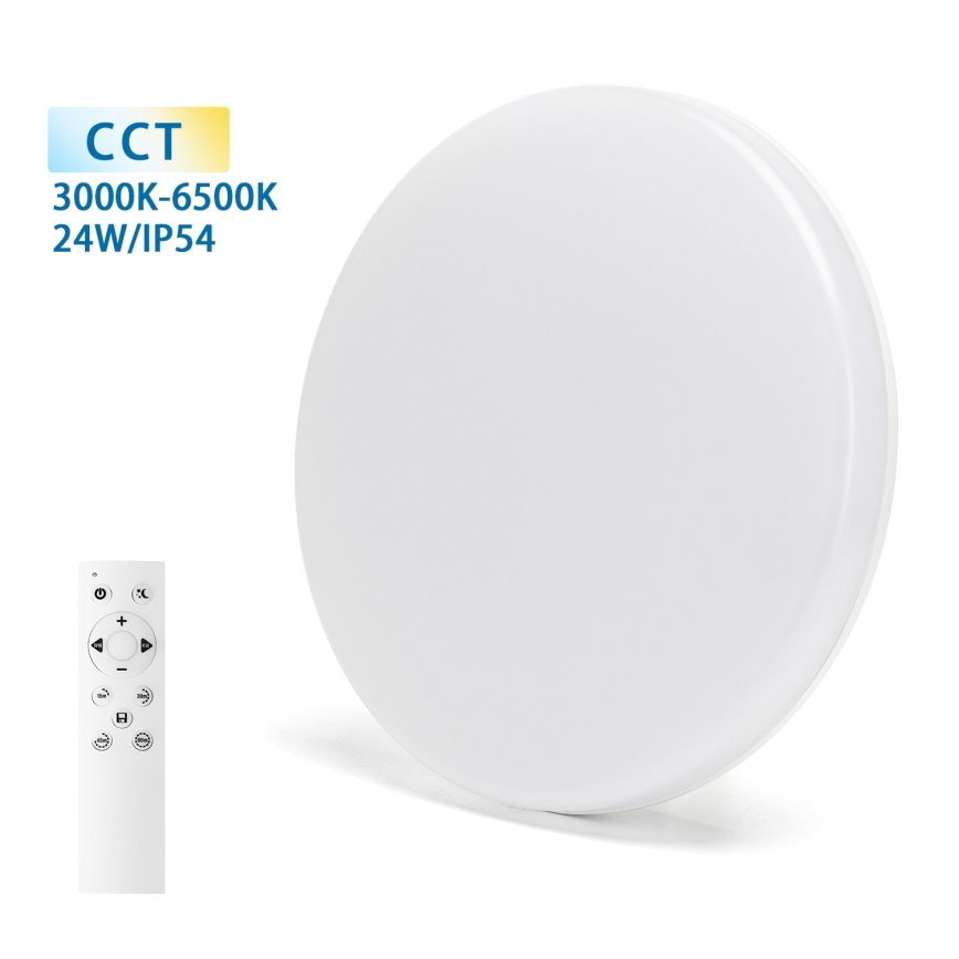 Aigostar - Plafoniera LED dimmerabile per bagno 24W/230V 3000K-6500K IP54 + telecomando