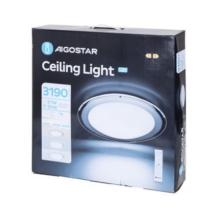 Aigostar - Plafoniera LED dimmerabile LED/30W/230V 2700-6500K Ø 42,9 cm cromo + telecomando