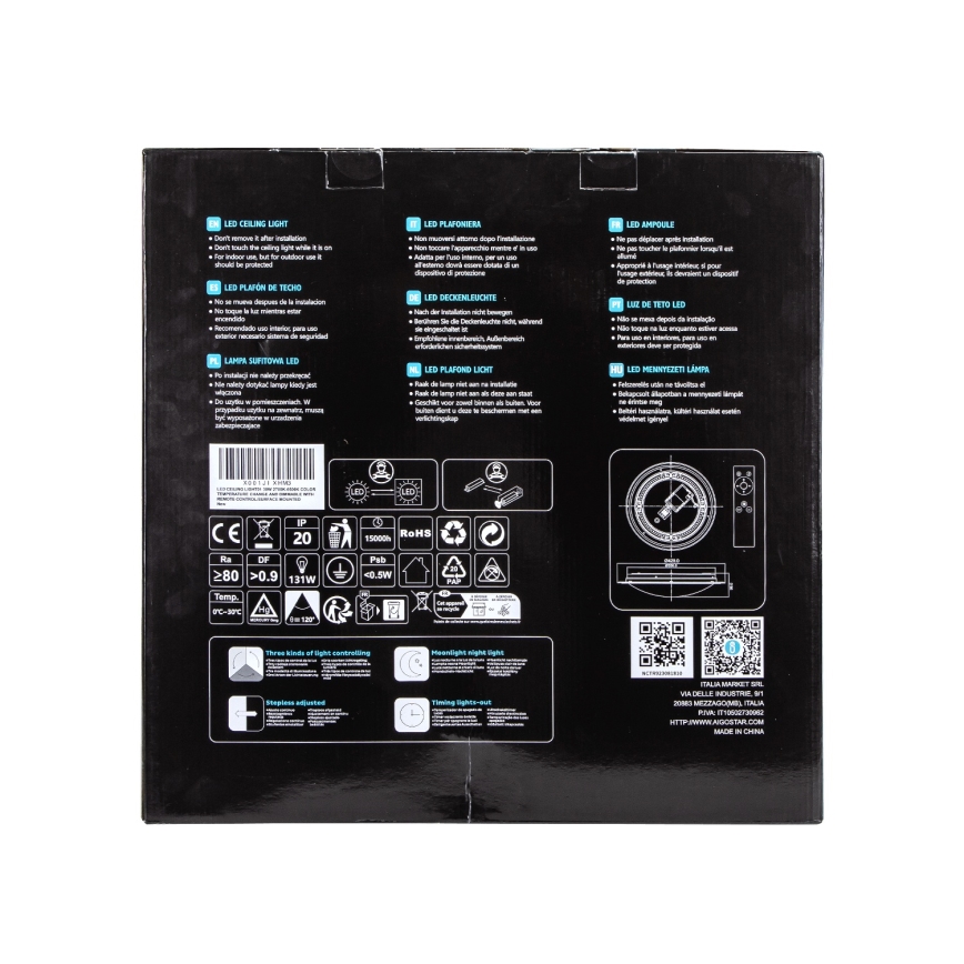 Aigostar - Plafoniera LED dimmerabile LED/30W/230V 2700-6500K Ø 42,9 cm cromo + telecomando