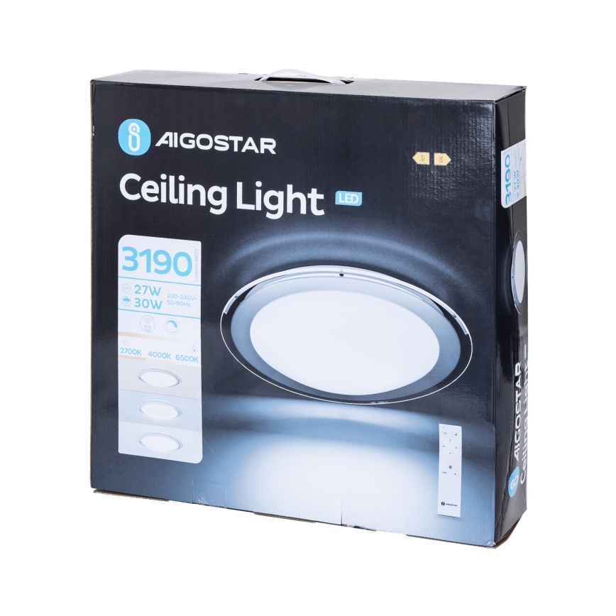 Aigostar - Plafoniera LED/30W/230V 2700-6500K Ø 42,9 cm cromo + telecomando