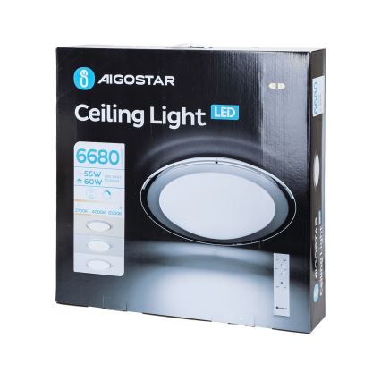 Aigostar - Plafoniera LED dimmerabile LED/60W/230V 2700-6500K Ø 52,7 cm cromo + telecomando