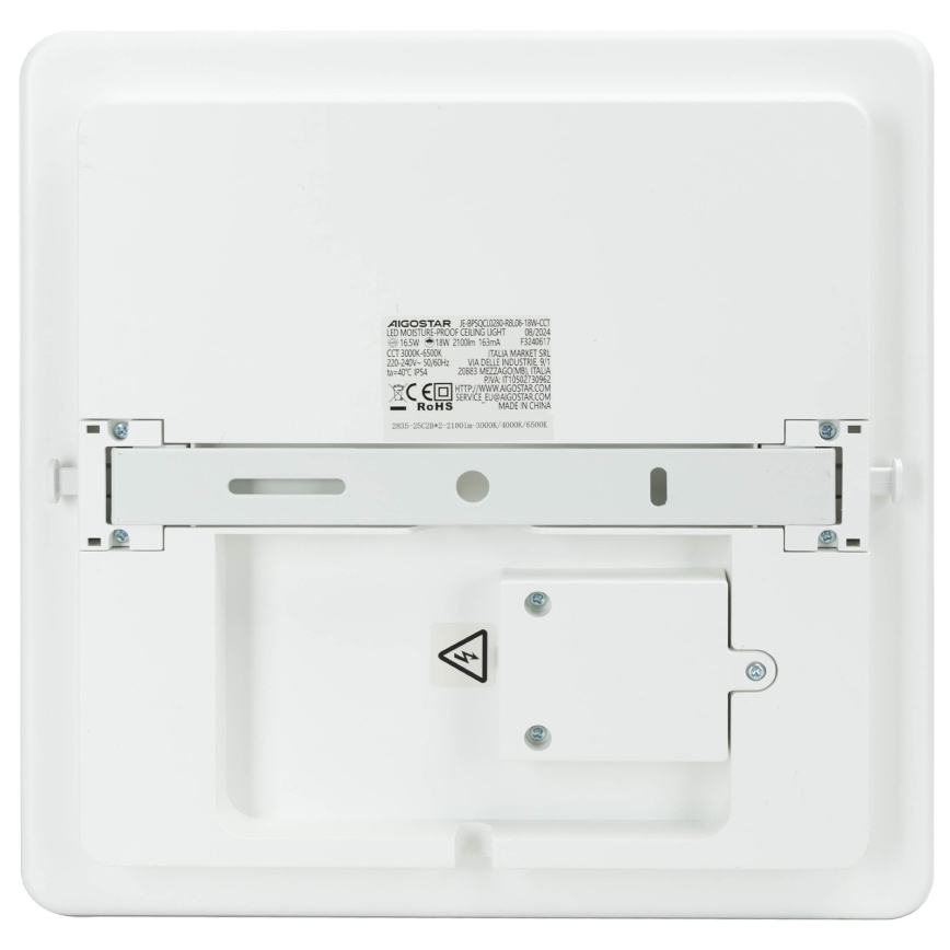 Aigostar - Plafoniera da soffitto LED dimmerabile per bagno, 18W, 230V, 3000K-6500K, IP54 + telecomando