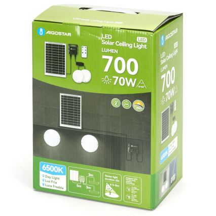 Aigostar - Plafoniera solare LED con sensore 2xLED/35W/3,7V 6000 mAh IP65 + telecomando