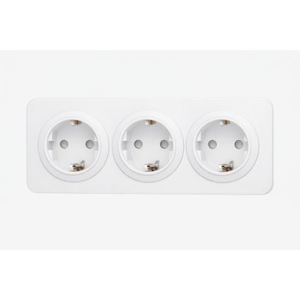 Aigostar - Presa a muro con cornice 3Z SCHUKO 250V/16A bianca