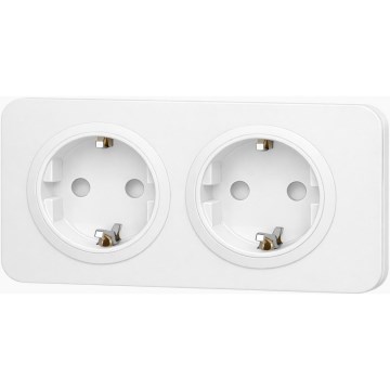 Aigostar - Presa da parete con cornice, 2 prese SCHUKO, 250 V/16 A, bianca