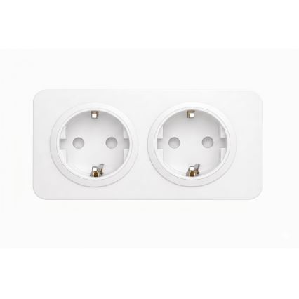 Aigostar - Presa da parete con cornice, 2 prese SCHUKO, 250 V/16 A, bianca