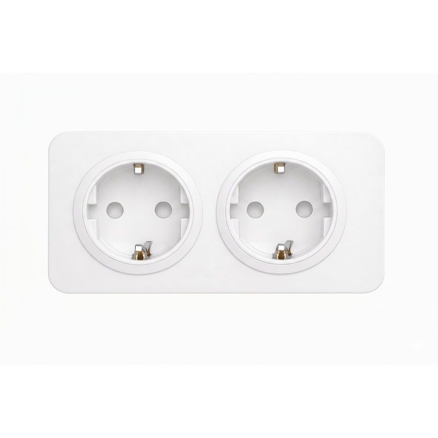 Aigostar - Presa da parete con cornice, 2 prese SCHUKO, 250 V/16 A, bianca