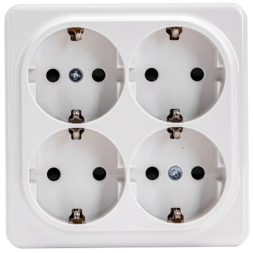 Aigostar - Presa da parete domestica quadrupla SCHUKO 250V bianca