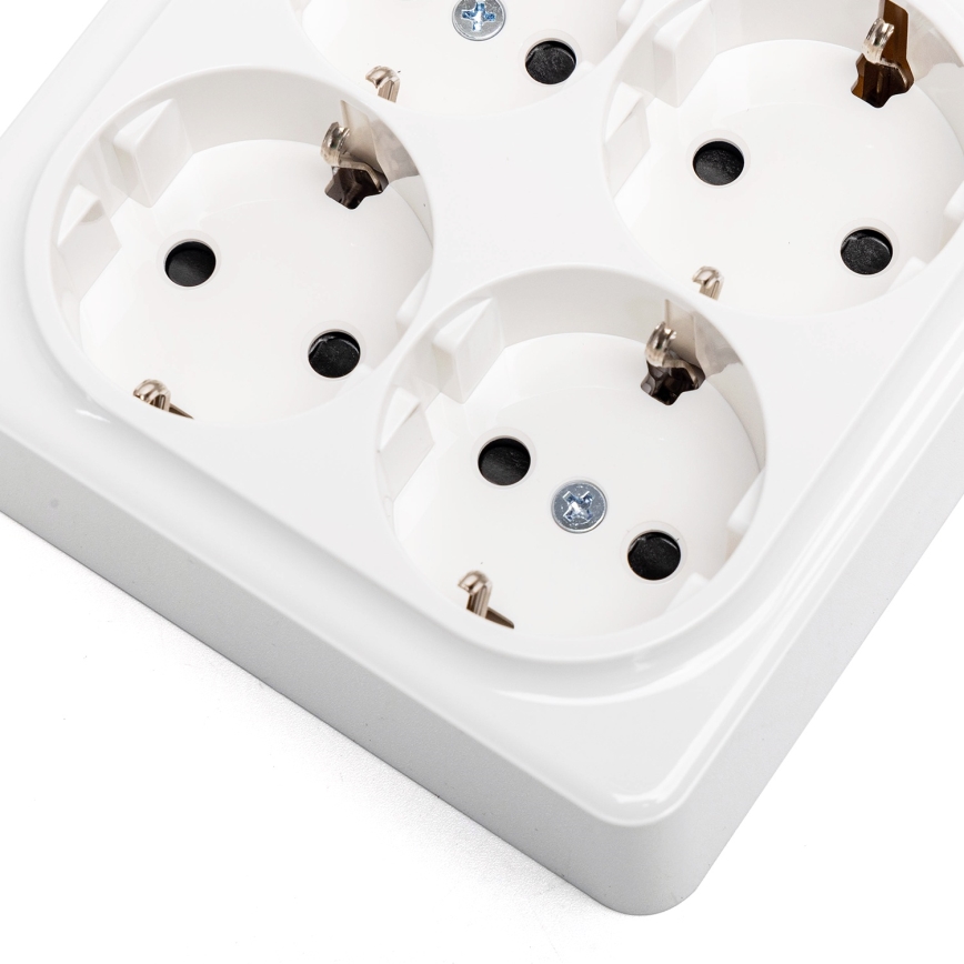 Aigostar - Presa da parete domestica quadrupla SCHUKO 250V bianca