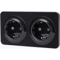 Aigostar - Presa da parete doppia SCHUKO 250V/16A con cornice, nera