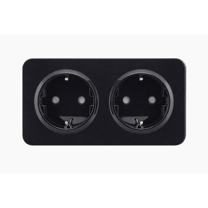 Aigostar - Presa da parete doppia SCHUKO 250V/16A con cornice, nera