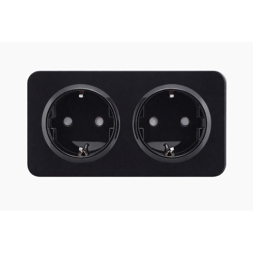 Aigostar - Presa da parete doppia SCHUKO 250V/16A con cornice, nera