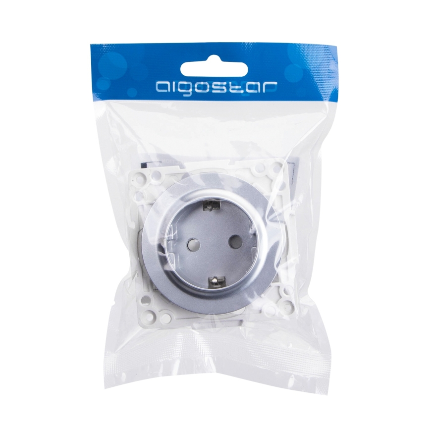 Aigostar - Presa da parete SCHUKO senza cornice 250V/16A, argento