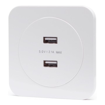 Aigostar - presa di alimentazione USB con cornice, 2 porte USB-A, bianca