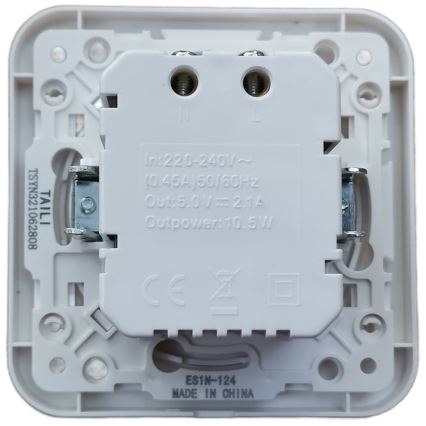 Aigostar - presa di alimentazione USB con cornice, 2 porte USB-A, bianca