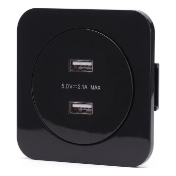 Aigostar - Presa di alimentazione USB con cornice 2x USB-A nera