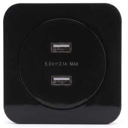 Aigostar - Presa di alimentazione USB con cornice 2x USB-A nera