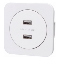 Aigostar - Presa di alimentazione USB con placca, 2 porte USB-A, bianca