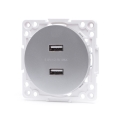 Aigostar - presa di alimentazione USB senza cornice, 2 porte USB-A, argento