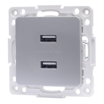 Aigostar - presa di alimentazione USB senza cornice 2x USB-A argento