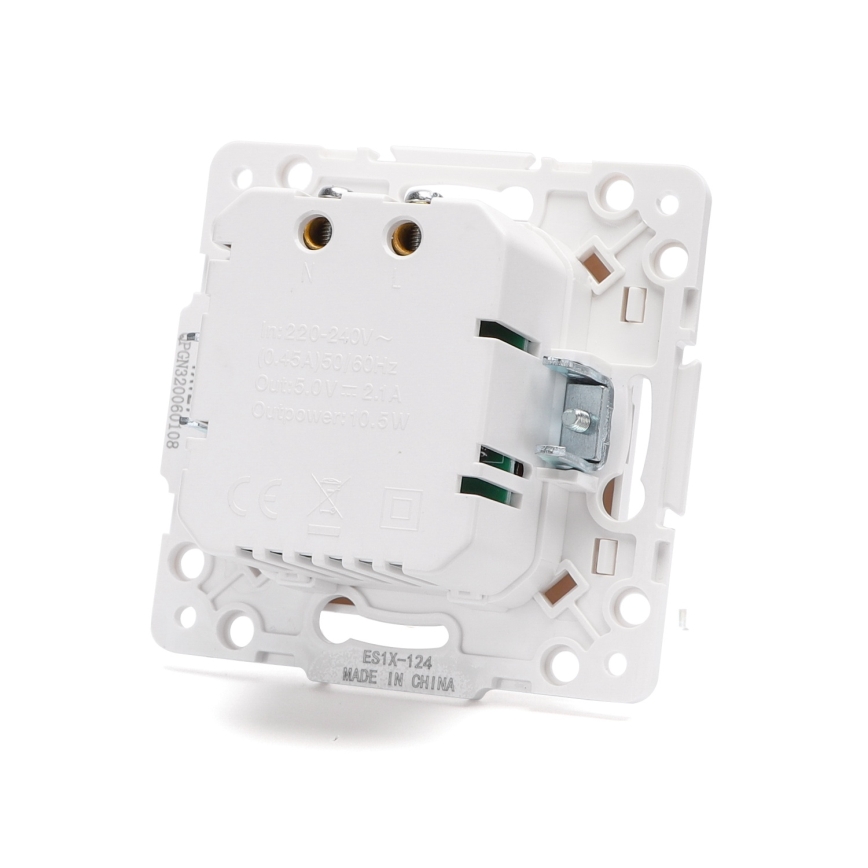 Aigostar - presa di alimentazione USB senza cornice 2x USB-A bianca