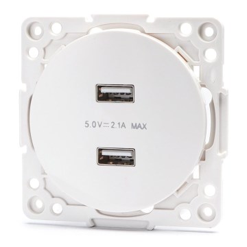 Aigostar - Presa di alimentazione USB senza cornice 2x USB-A bianca