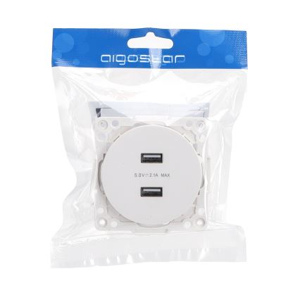 Aigostar - Presa di alimentazione USB senza cornice 2x USB-A bianca