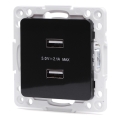Aigostar - presa di alimentazione USB senza cornice 2x USB-A nera