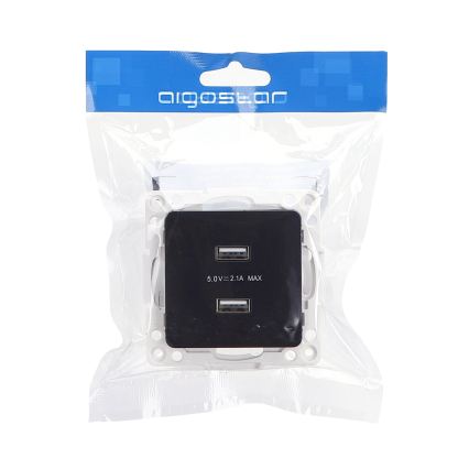 Aigostar - presa di alimentazione USB senza cornice 2x USB-A nera