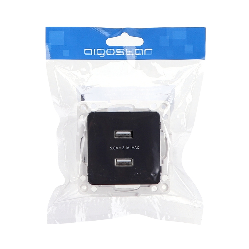 Aigostar - presa di alimentazione USB senza cornice 2x USB-A nera