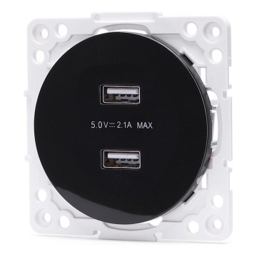 Aigostar - Presa di alimentazione USB senza cornice, 2x USB-A, nera