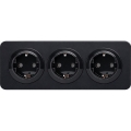 Aigostar - Presa domestica con placca a 3 prese SCHUKO 250V/16A nera