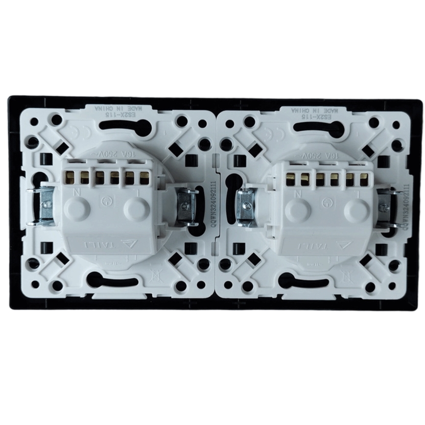 Aigostar - Presa doppia domestica con placca SCHUKO 230V/16A nera