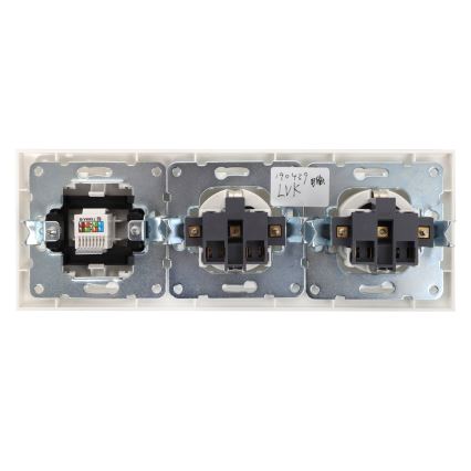 Aigostar - Presa Ethernet e 2 prese SCHUKO con cornice bianca