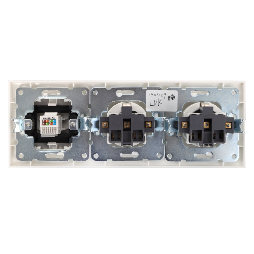 Aigostar - Presa Ethernet e 2 prese SCHUKO con cornice bianca